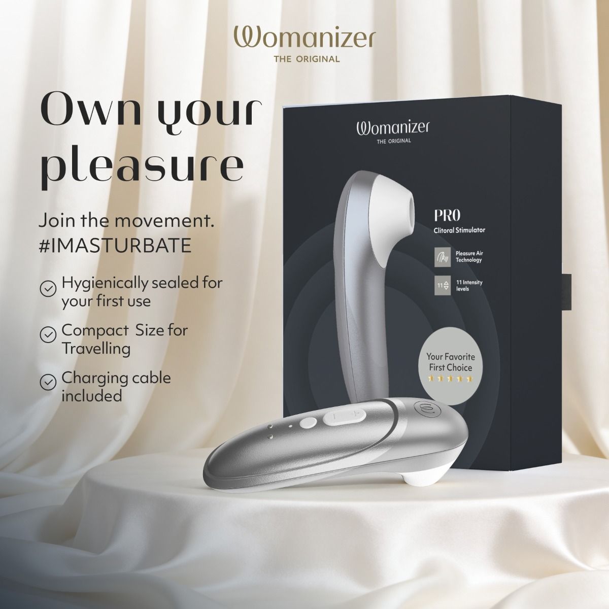 Love Honey Womanizer Pro Air Pulse Clitoral Massager - Clit Ticklers and Pulsators