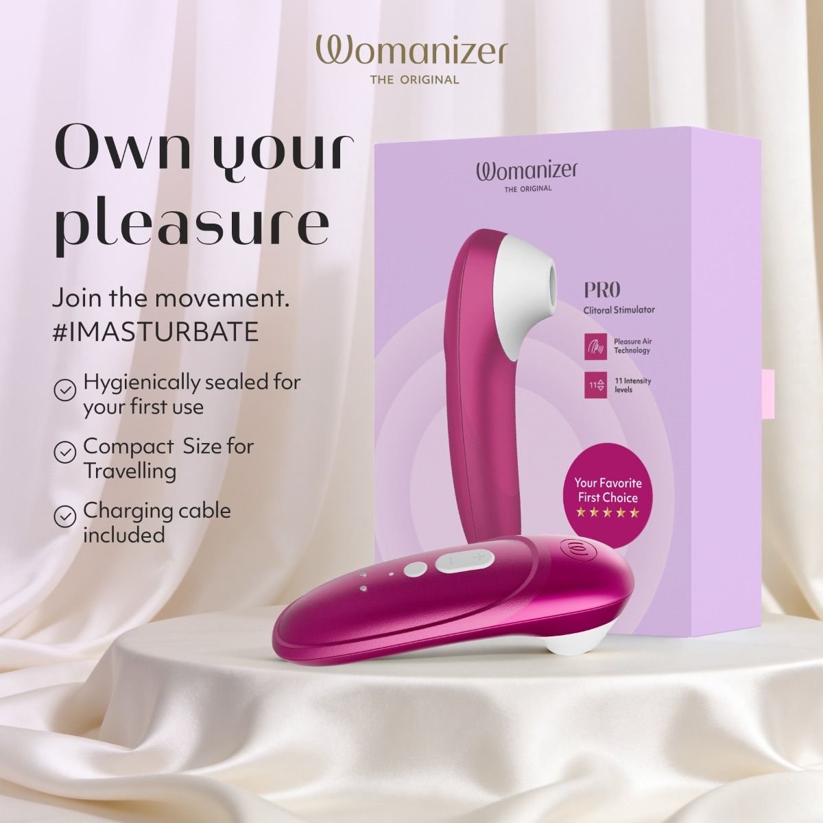 Love Honey Womanizer Pro Air Pulse Clitoral Massager - Clit Ticklers and Pulsators