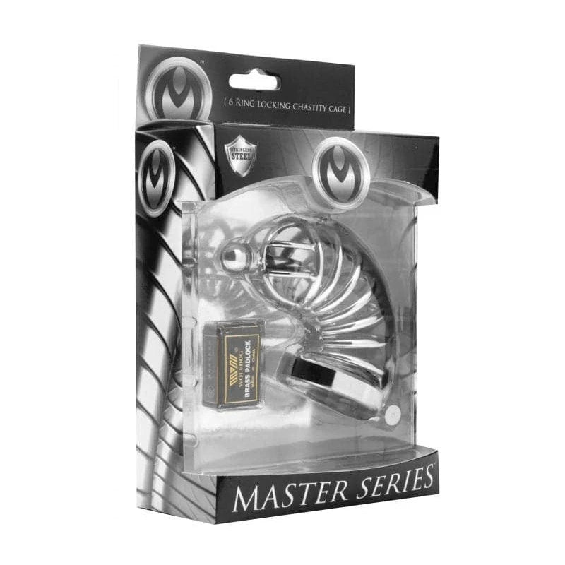 Asylum 6 Ring Locking Chastity Cage Male Chastity