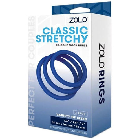 Zolo Classic Stretchy Silicone Cock Ring 3-Pack - Stretchy Cock Rings