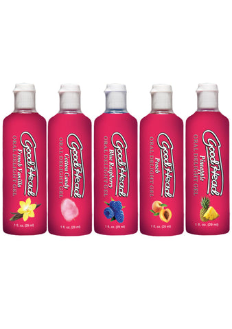 Doc Johnson GoodHead Oral Delight Gels 5 Pack x 30ml - Delay and Excite Sprays