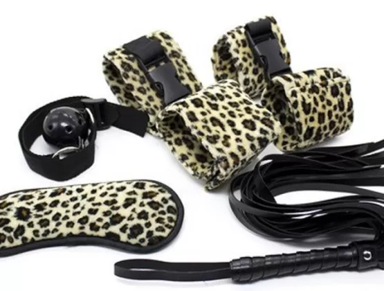10 Piece Leopard Print Bondage Kit BDSM